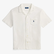Herren Weißes individuelles Slim Fit Terry Camp Shirt