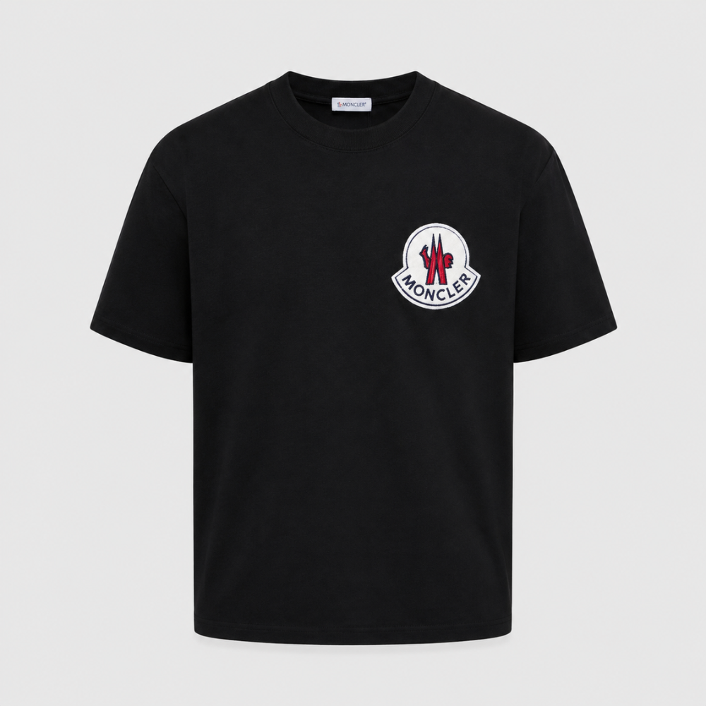 Moncler Black Chest Logo Patch T-Shirt
