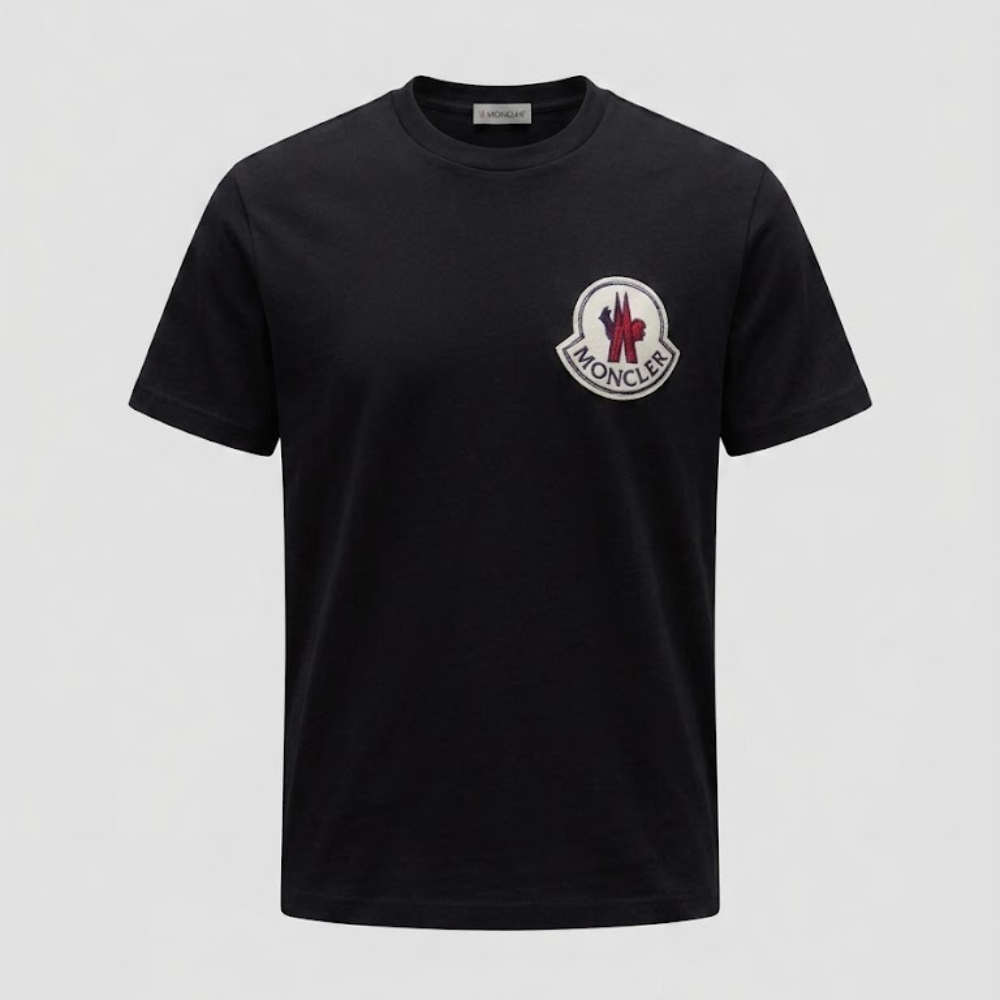 Moncler Black Chest Logo Patch T-Shirt