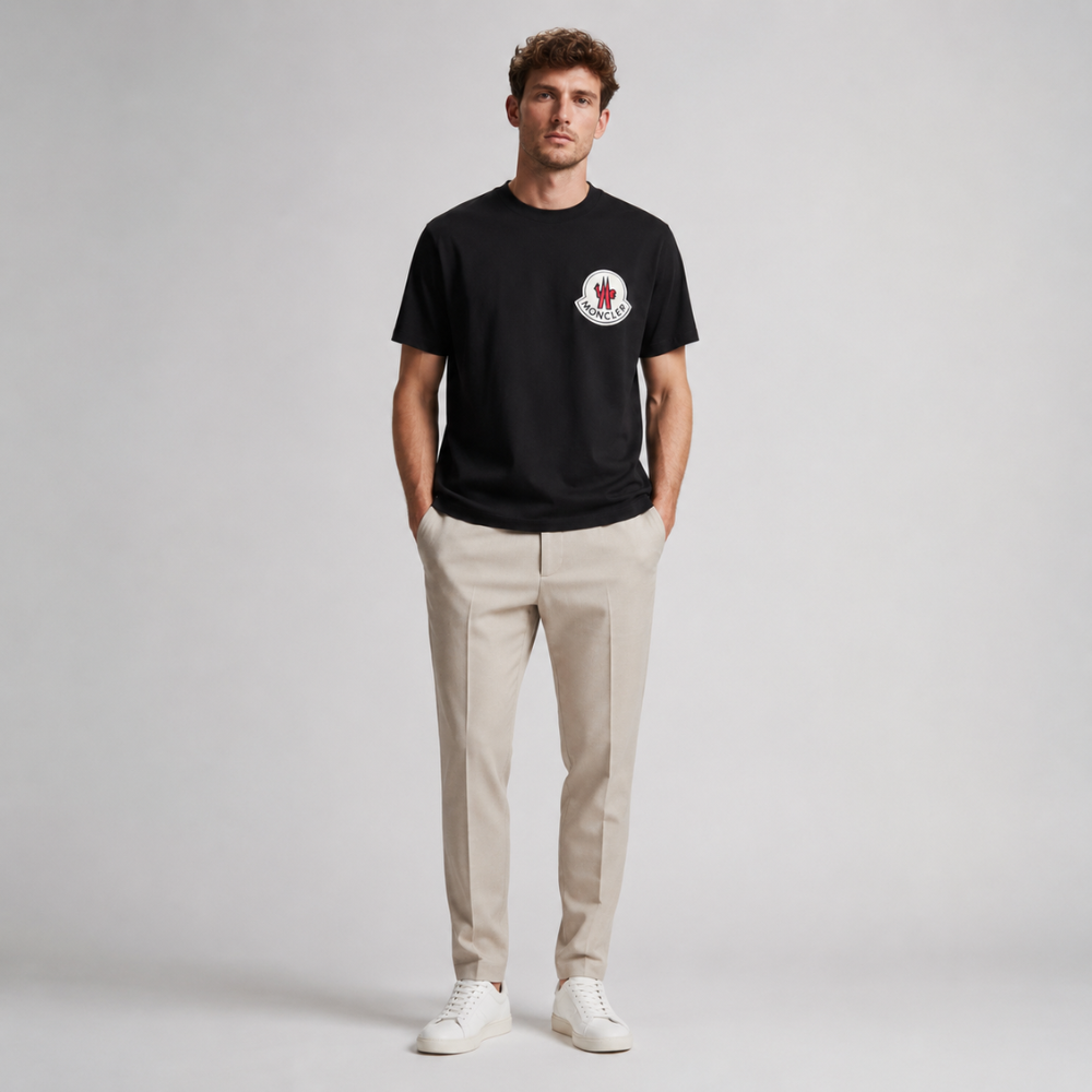 Moncler Black Chest Logo Patch T-Shirt