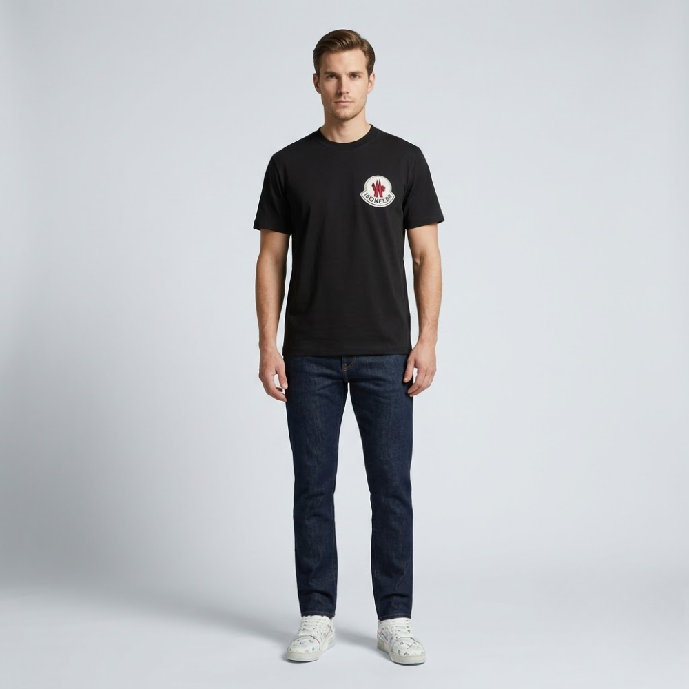 Moncler Black Chest Logo Patch T-Shirt