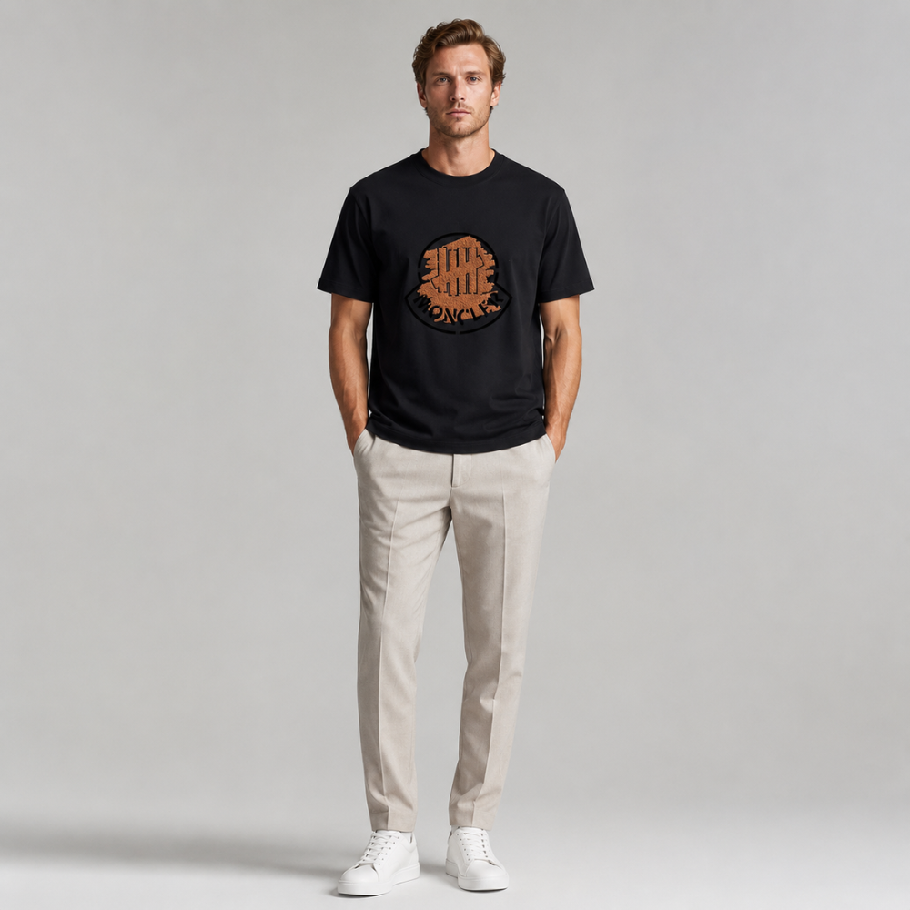 Moncler Black Logo Print Cotton T-Shirt