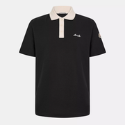 Moncler Men's Black Cotton Piqué Contrast Collar Logo Polo Shirt