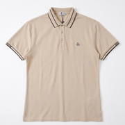 Moncler Men's Black Cotton Short Sleeve Contrast Trim Logo Patch Polo Shirt