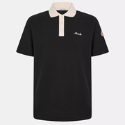 Moncler Men's Black Short Sleeve Contrast Collar Logo Polo Shirt