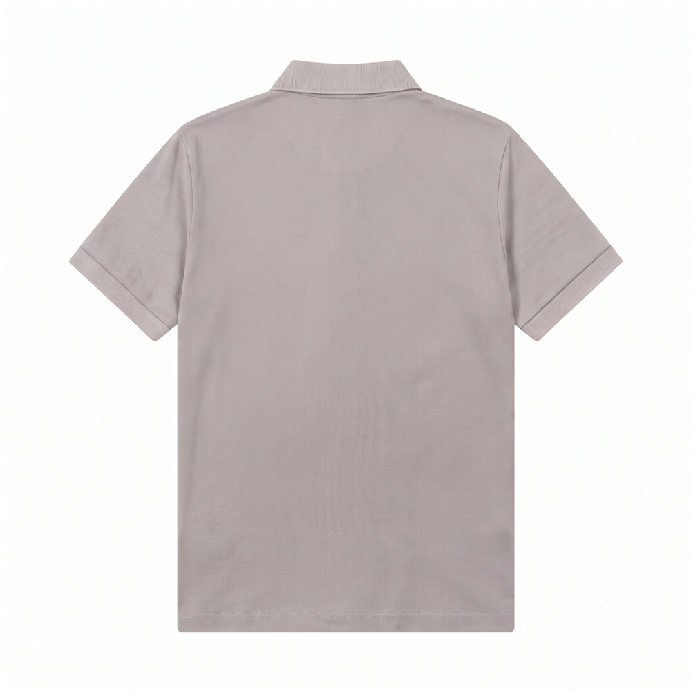 Moncler Men's Grey Cotton Piqué Varsity M Logo Short Sleeve Polo Shirt