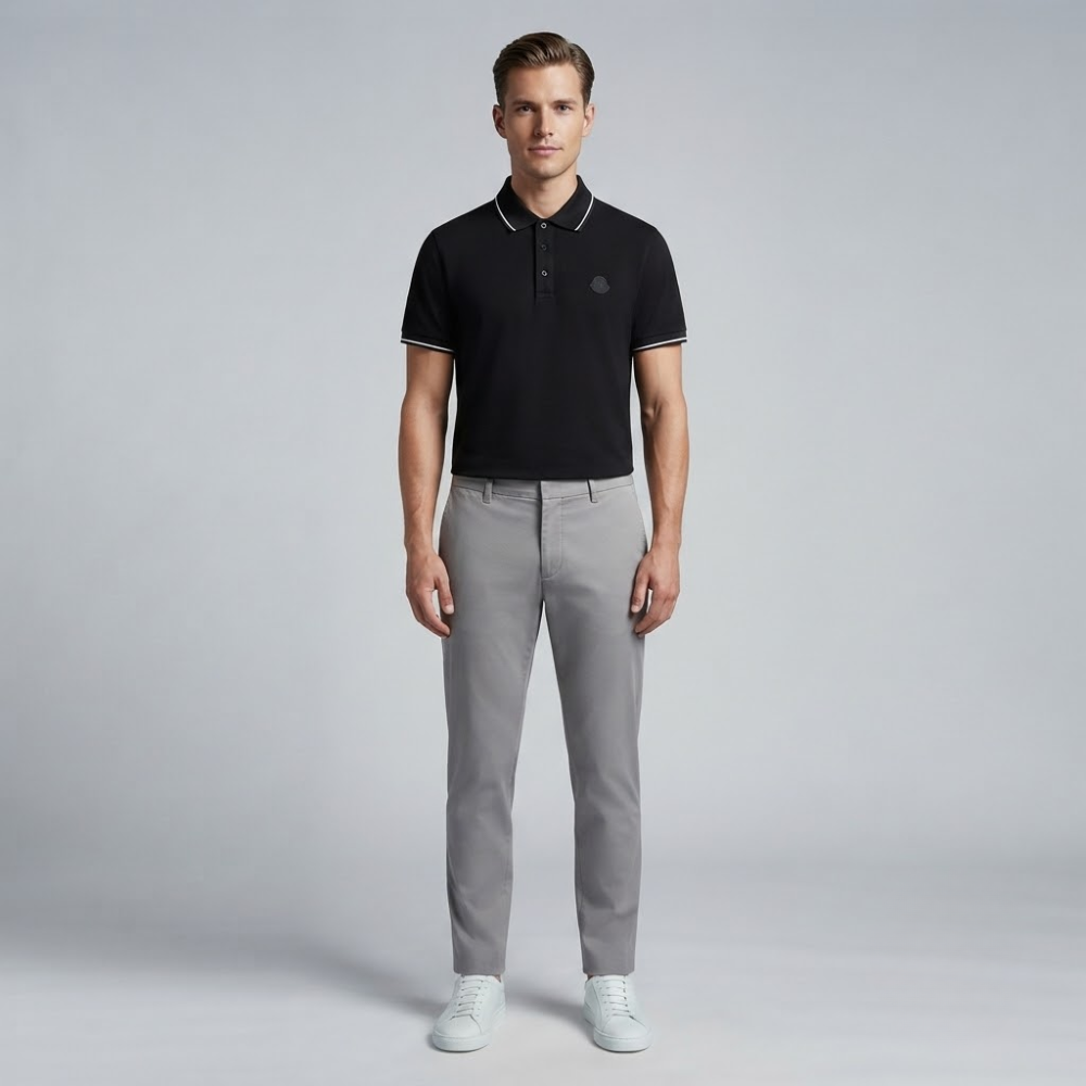 Moncler Men's Logo Patch Cotton Polo Shirt