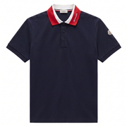 Moncler Men's Cotton Piqué Contrast Collar Logo Polo Shirt