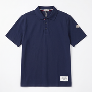Moncler Men's Navy Cotton Piqué Short Sleeve Logo Patch Polo Shirt