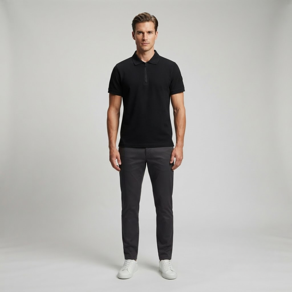 Moncler Men's Quarter-Zip Cotton Piqué Polo Shirt