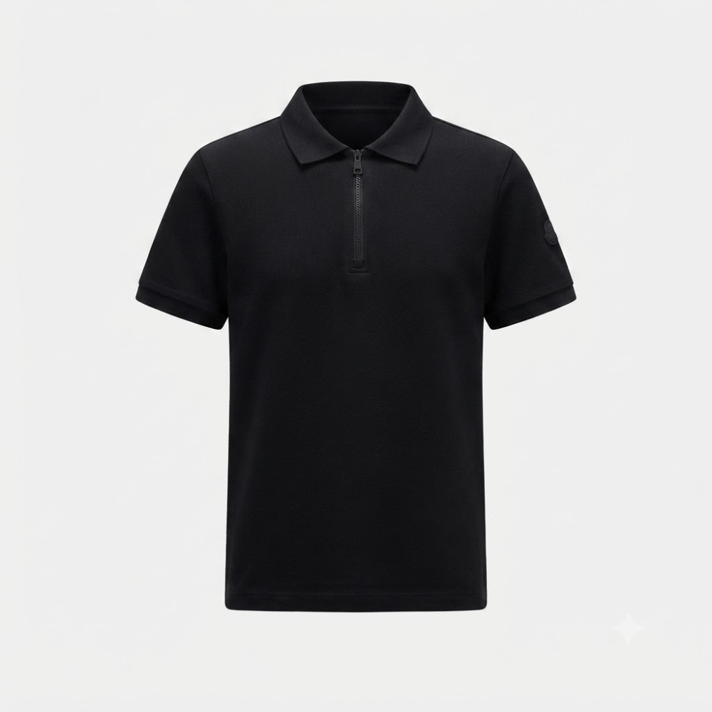 Moncler Men's Quarter-Zip Cotton Piqué Polo Shirt