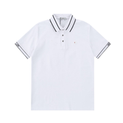 Moncler Men's White Cotton Short Sleeve Contrast Trim Logo Polo Shirt
