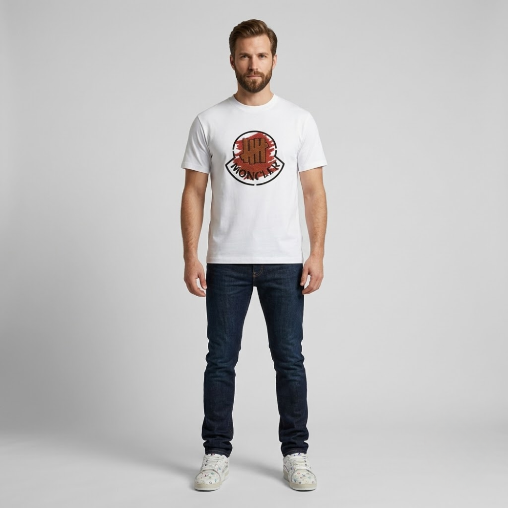 Moncler Men's White Logo Graphic T-Shirt