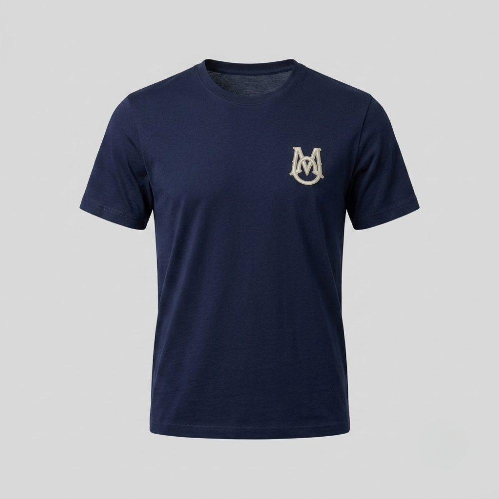 Moncler Navy Embroidered Monogram Logo T-Shirt