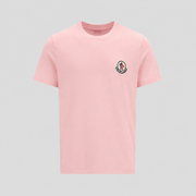Moncler Pink Cotton T-Shirt with Logo Patch