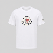 Moncler White Crew Neck Embroidered Logo Patch T-Shirt