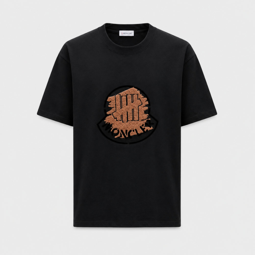 Moncler Black Logo Print Cotton T-Shirt