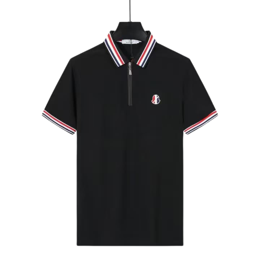 Moncler Men's Logo-Patch Striped-Trim Polo Shirt
