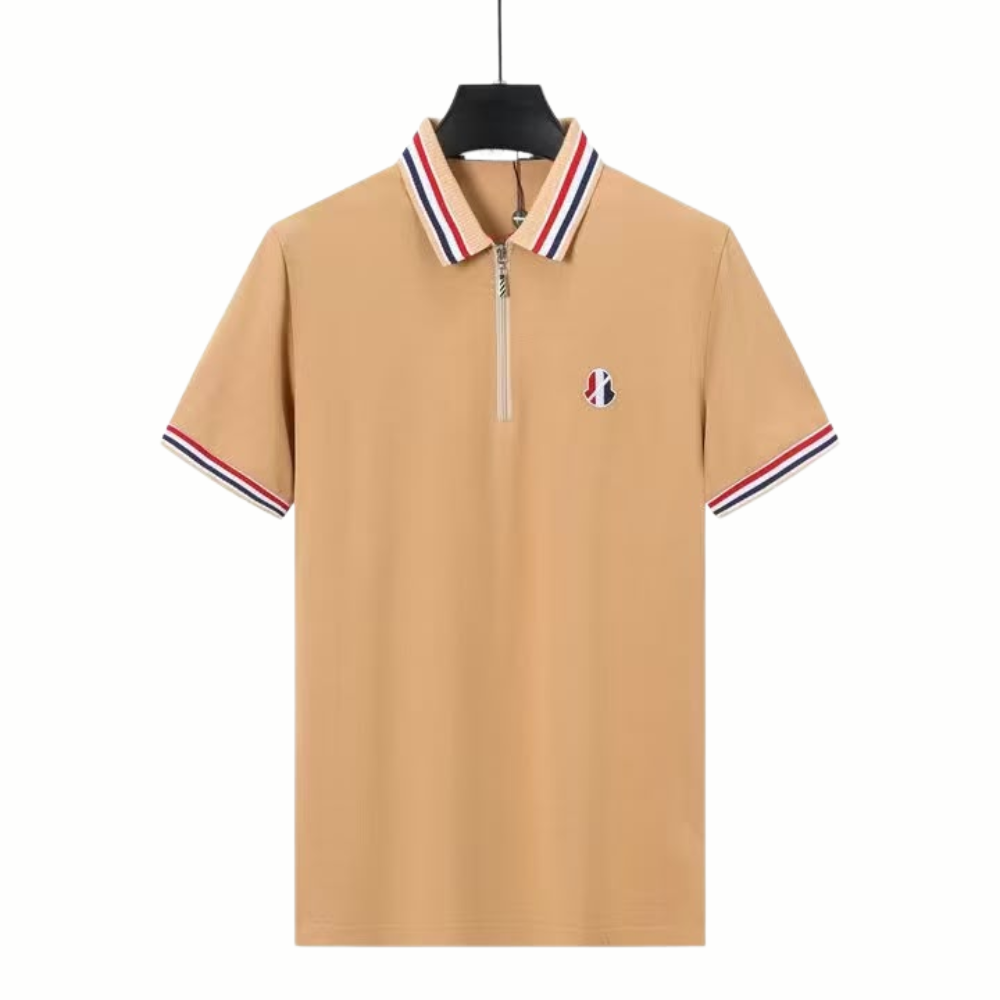 Moncler Men's Logo-Patch Striped-Trim Polo Shirt