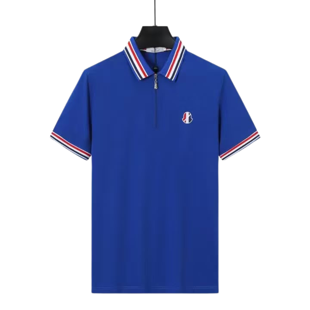 Moncler Men's Logo-Patch Striped-Trim Polo Shirt