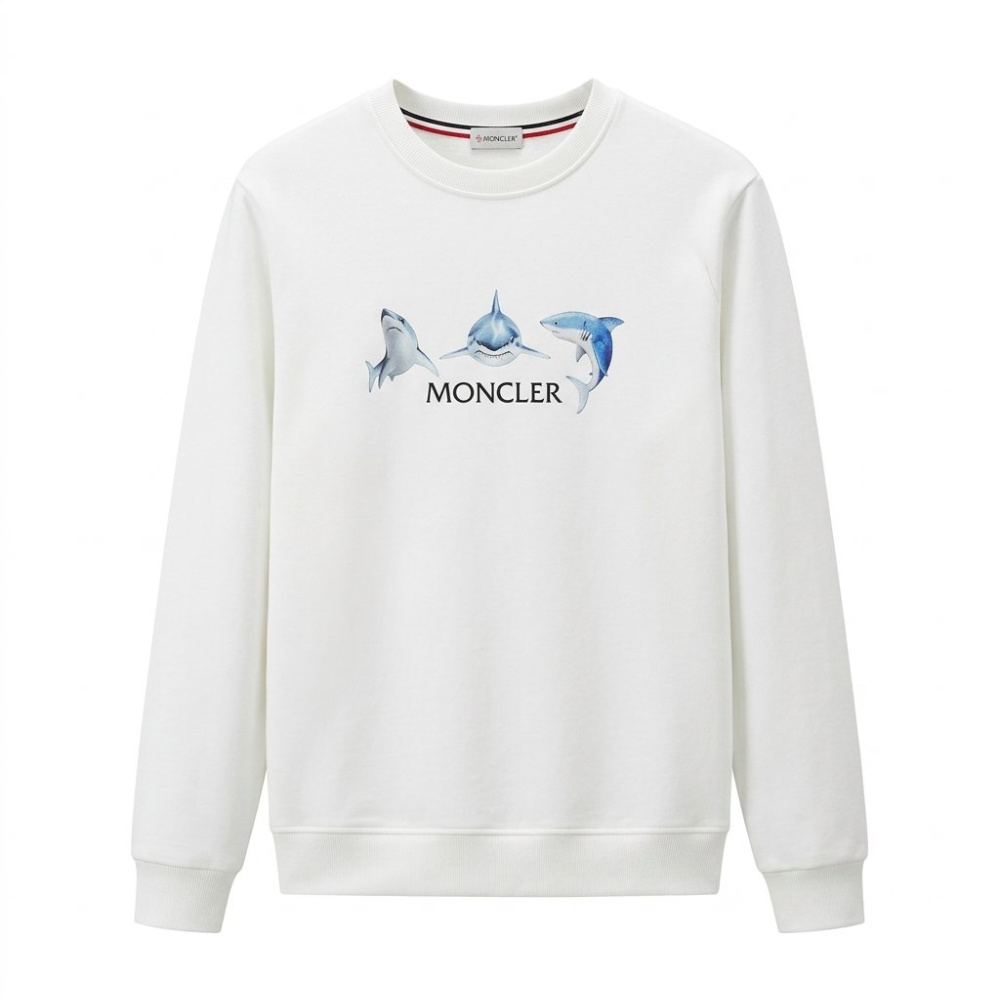 Moncler Men's Shark Print Long Sleeve Sweatshirt