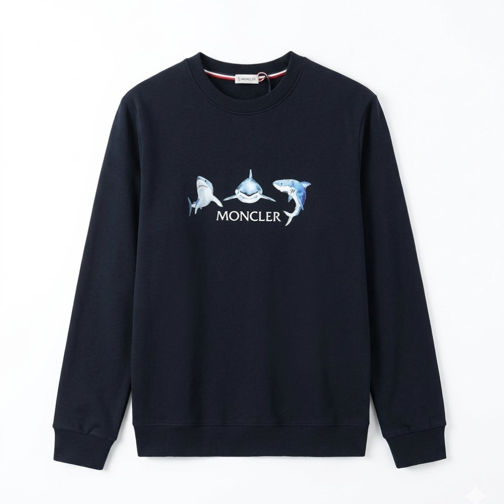 Moncler Men's Shark Print Long Sleeve Sweatshirt