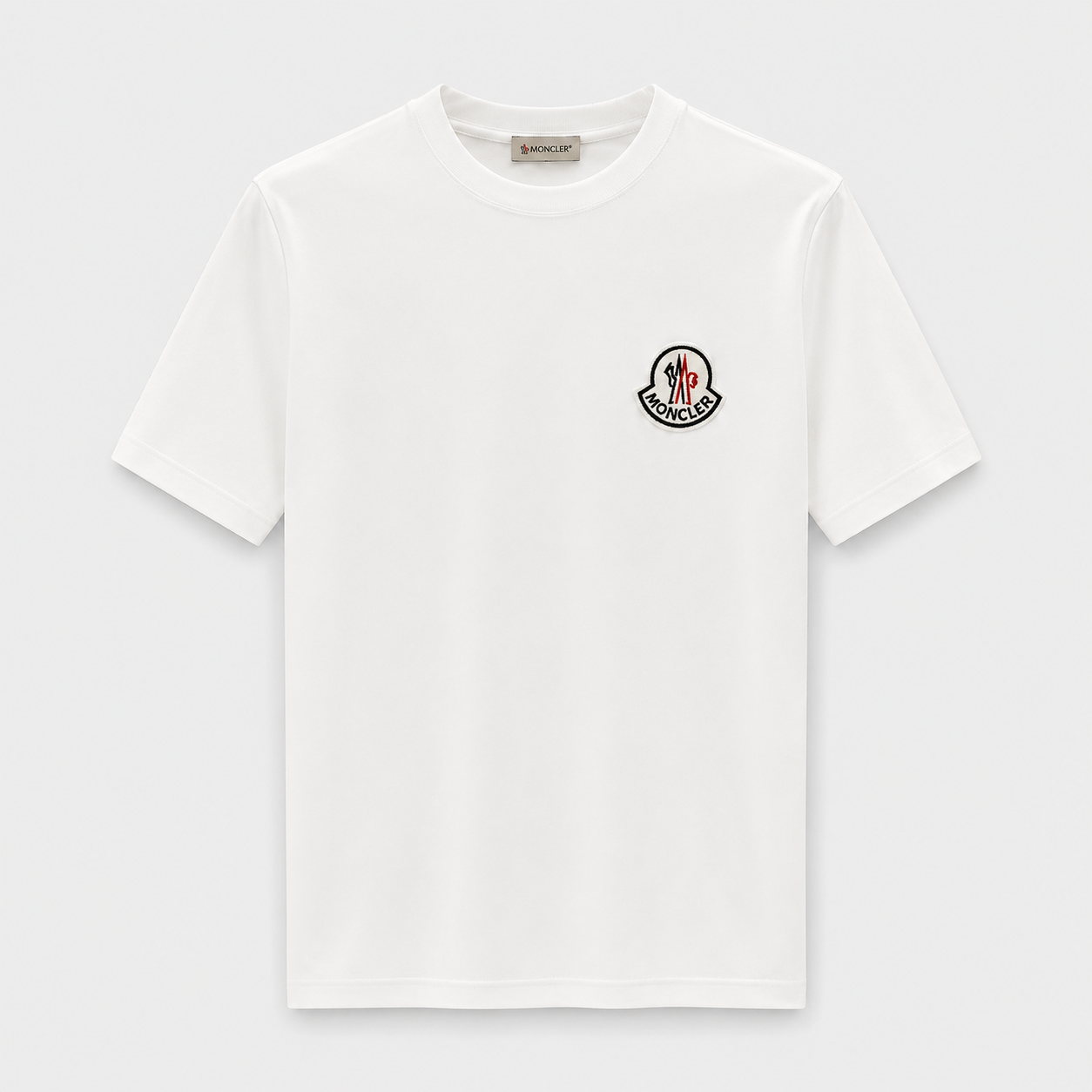 Moncler White Embroidered Tricolor Logo T-Shirt