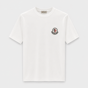 Moncler White Embroidered Tricolor Logo T-Shirt