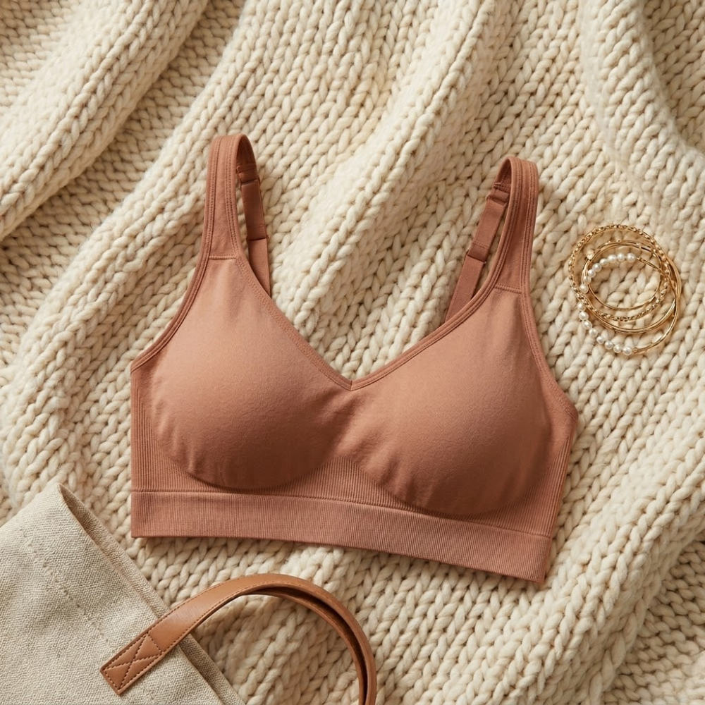 Seamless Full Coverage Bra for Women – Wireless Comfort Support Bra with Adjustable Straps