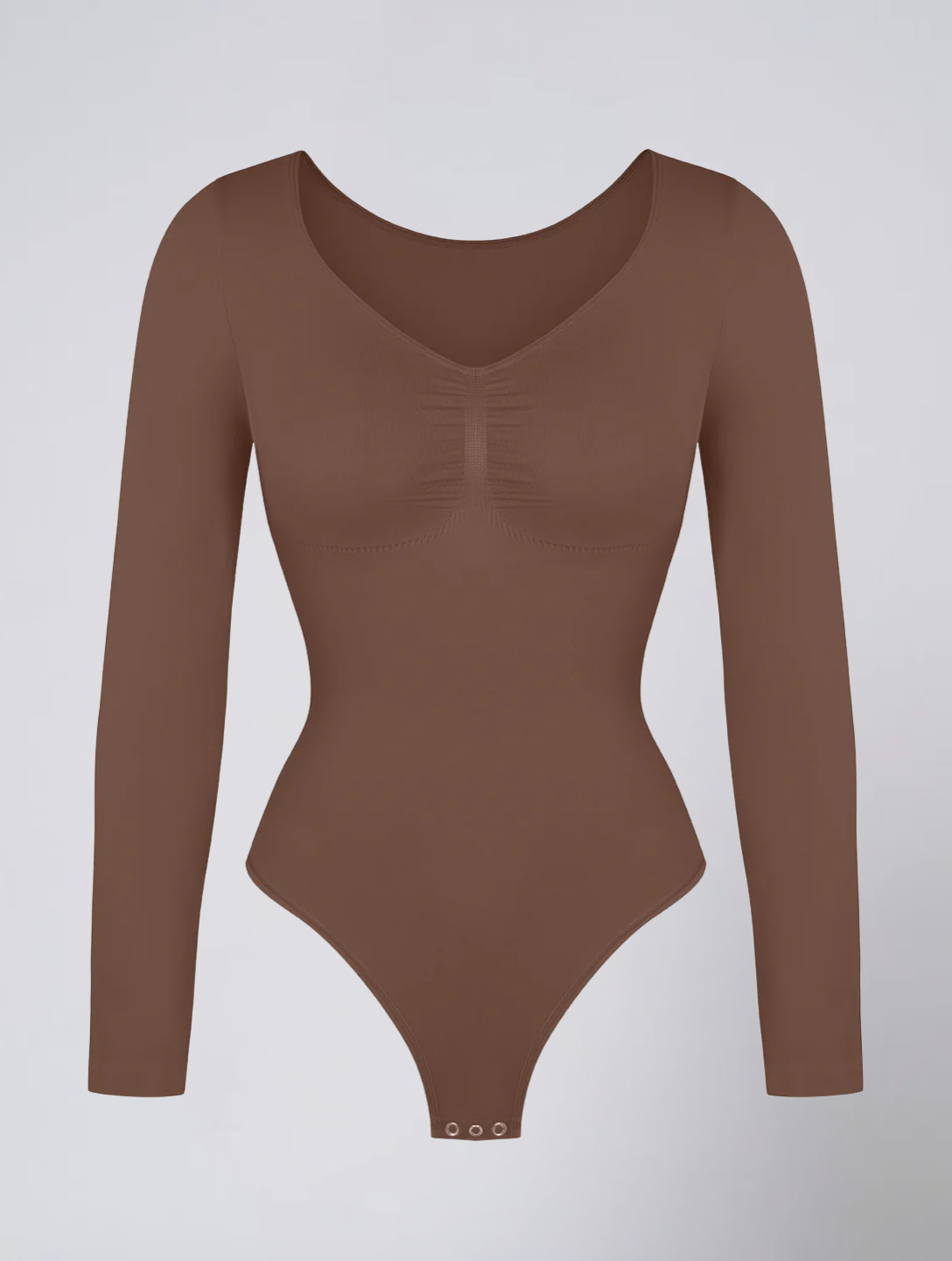 Seamless Long Sleeve Ruched Bodysuit for Women – Stretch Body with Feminine Detail