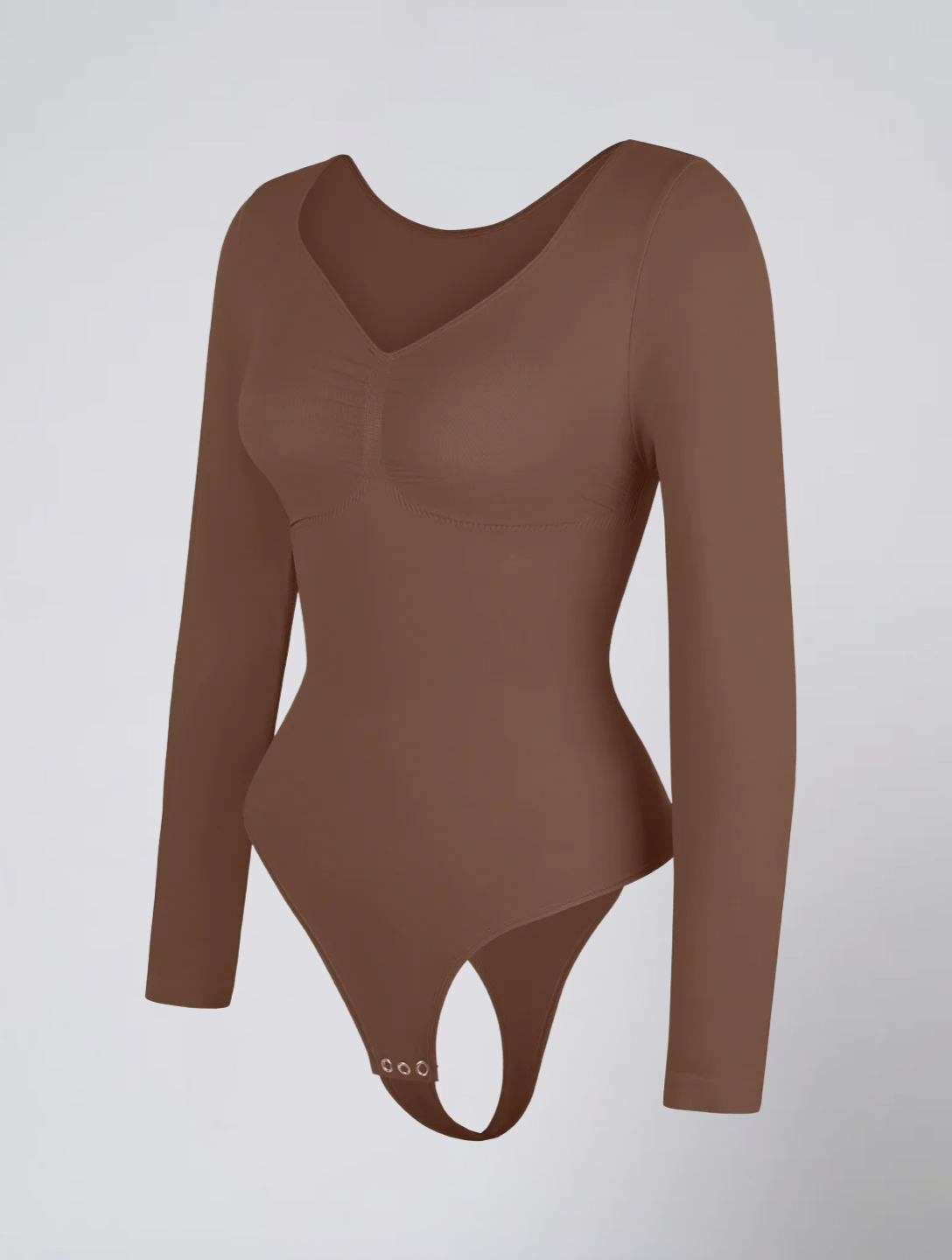 Seamless Long Sleeve Ruched Bodysuit for Women – Stretch Body with Feminine Detail