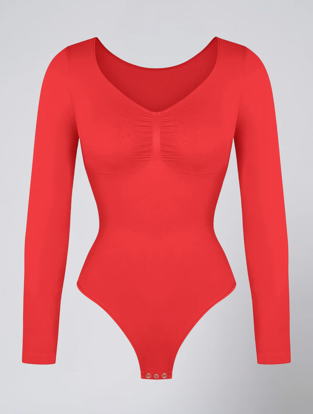 Seamless Long Sleeve Ruched Bodysuit for Women – Stretch Body with Feminine Detail