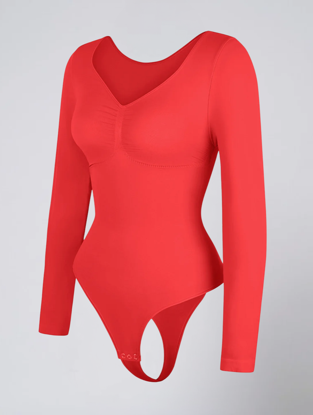 Seamless Long Sleeve Ruched Bodysuit for Women – Stretch Body with Feminine Detail
