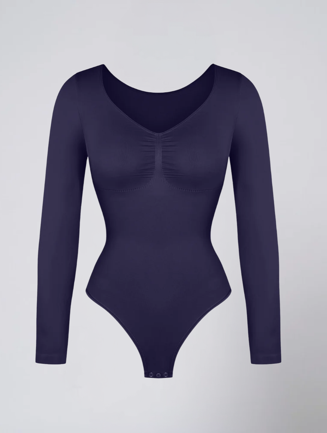 Seamless Long Sleeve Ruched Bodysuit for Women – Stretch Body with Feminine Detail