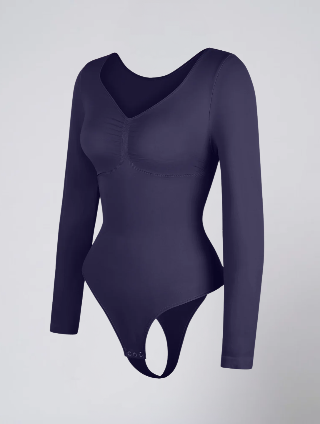 Seamless Long Sleeve Ruched Bodysuit for Women – Stretch Body with Feminine Detail
