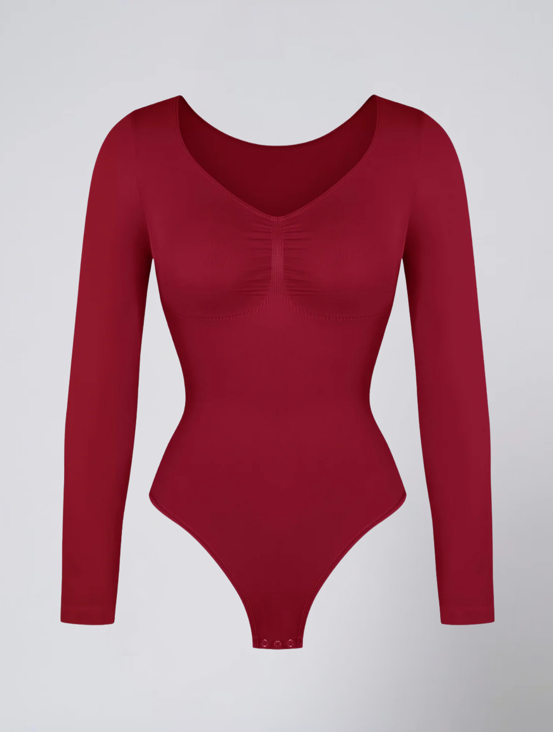 Seamless Long Sleeve Ruched Bodysuit for Women – Stretch Body with Feminine Detail