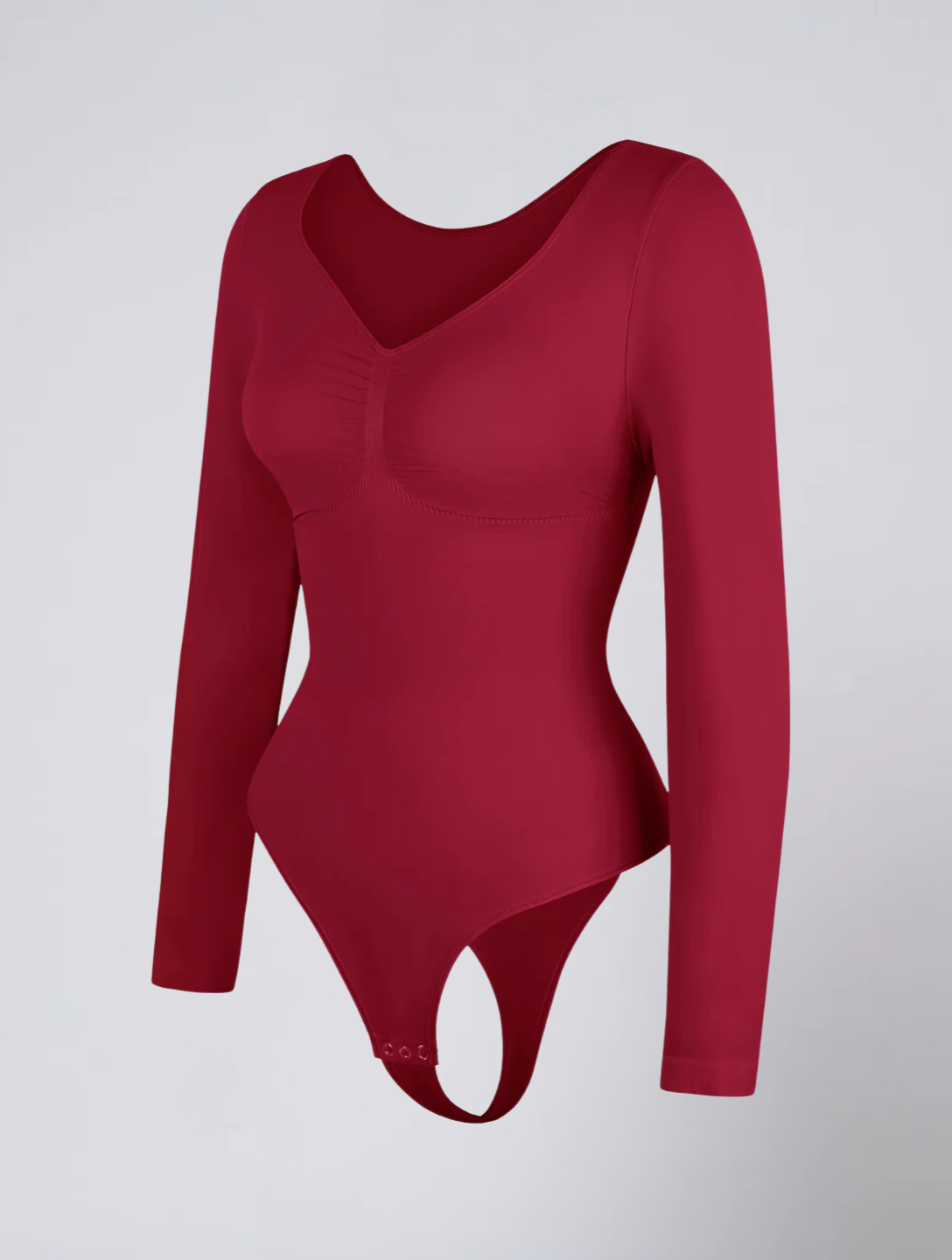 Seamless Long Sleeve Ruched Bodysuit for Women – Stretch Body with Feminine Detail