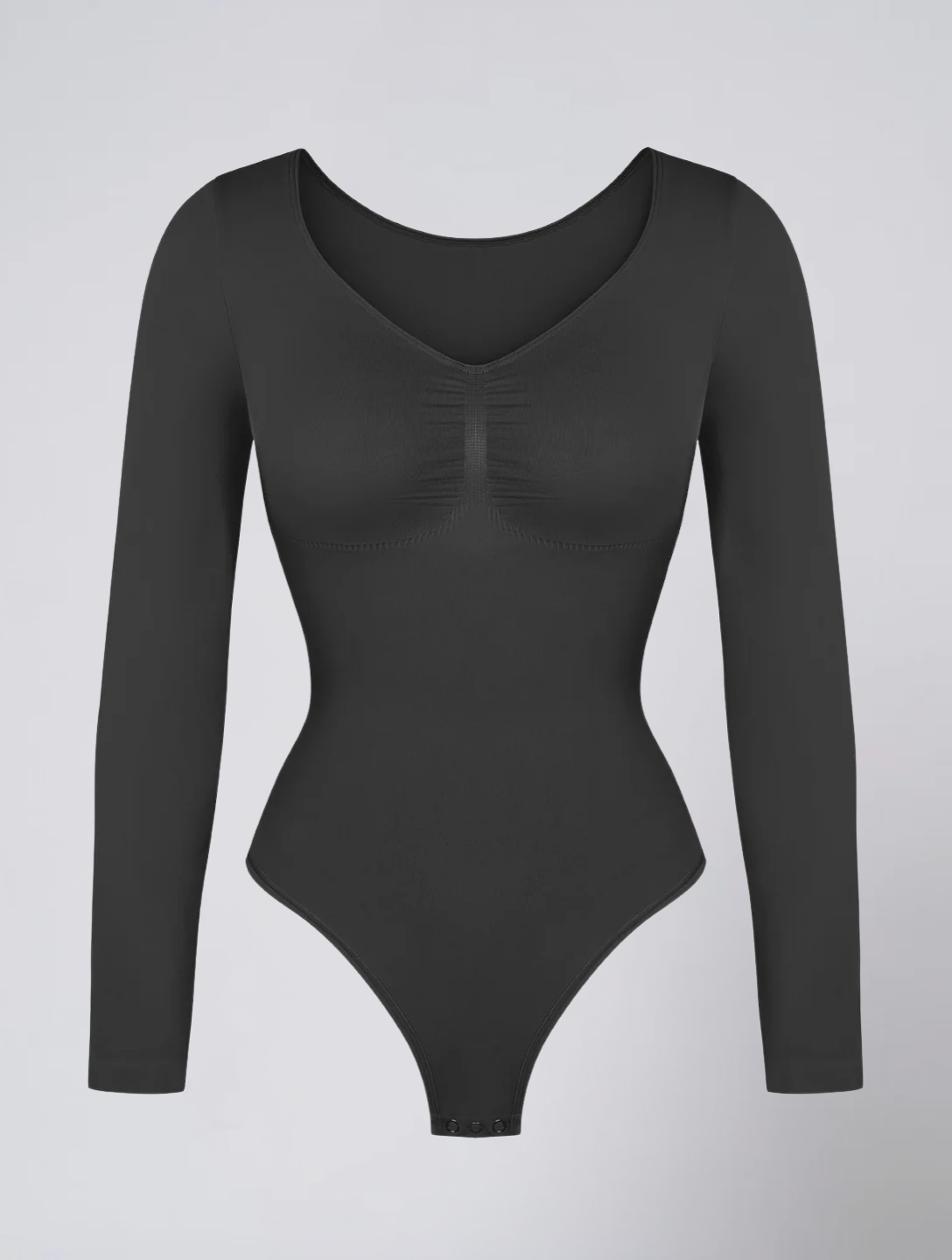 Seamless Long Sleeve Ruched Bodysuit for Women – Stretch Body with Feminine Detail