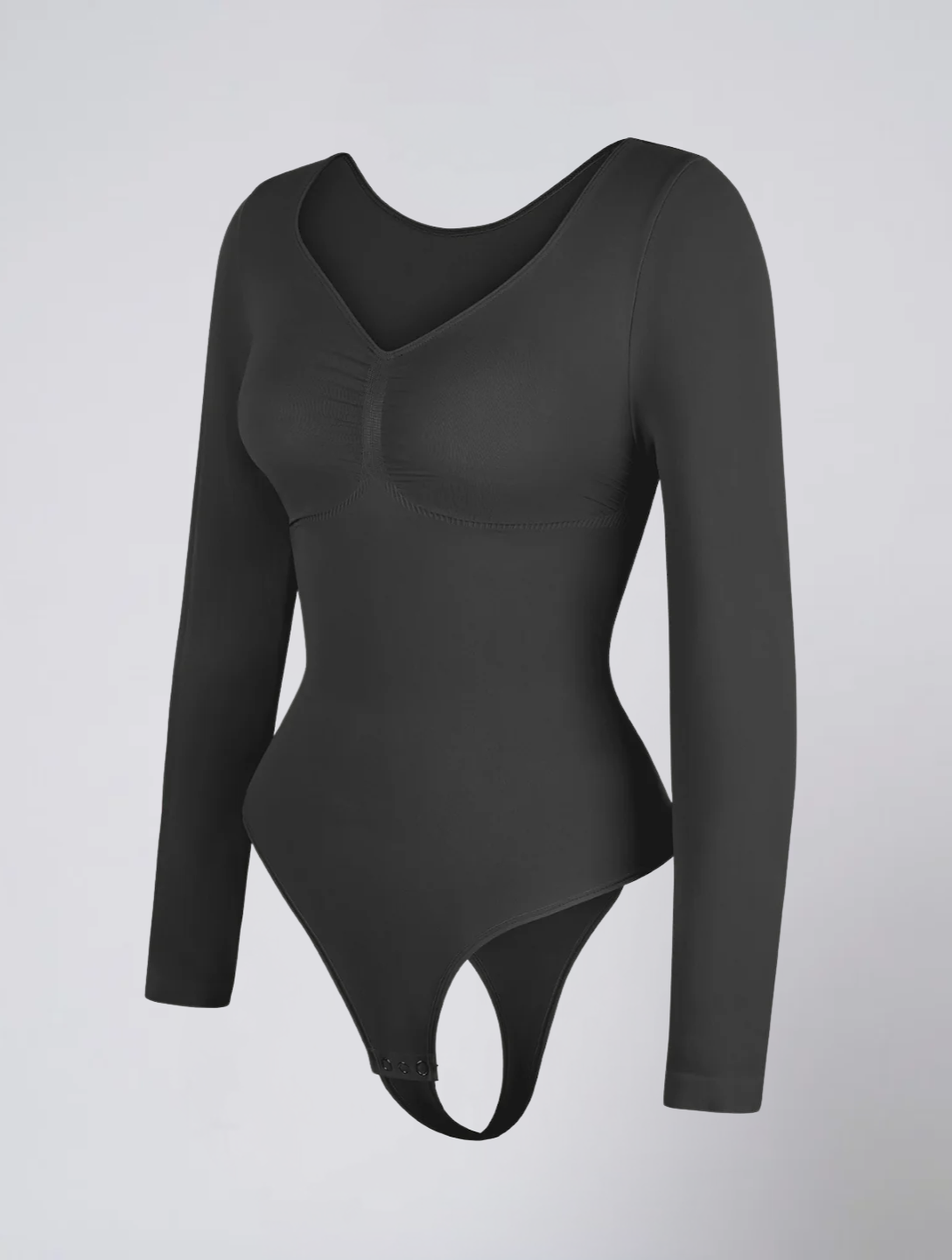 Seamless Long Sleeve Ruched Bodysuit for Women – Stretch Body with Feminine Detail
