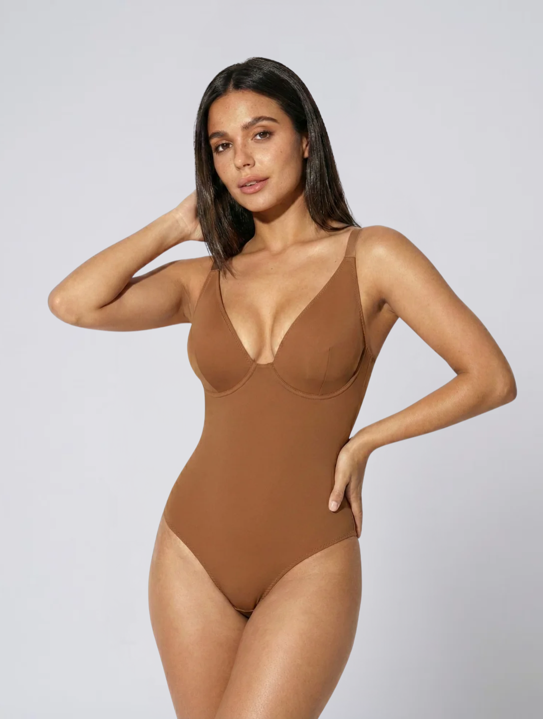 Seamless Plunge Bodysuit for Women – Deep V Neck Stretch Body for Elegant Outfits