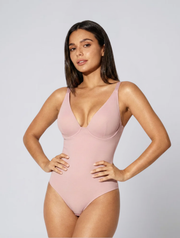 Seamless Plunge Bodysuit for Women – Deep V Neck Stretch Body for Elegant Outfits