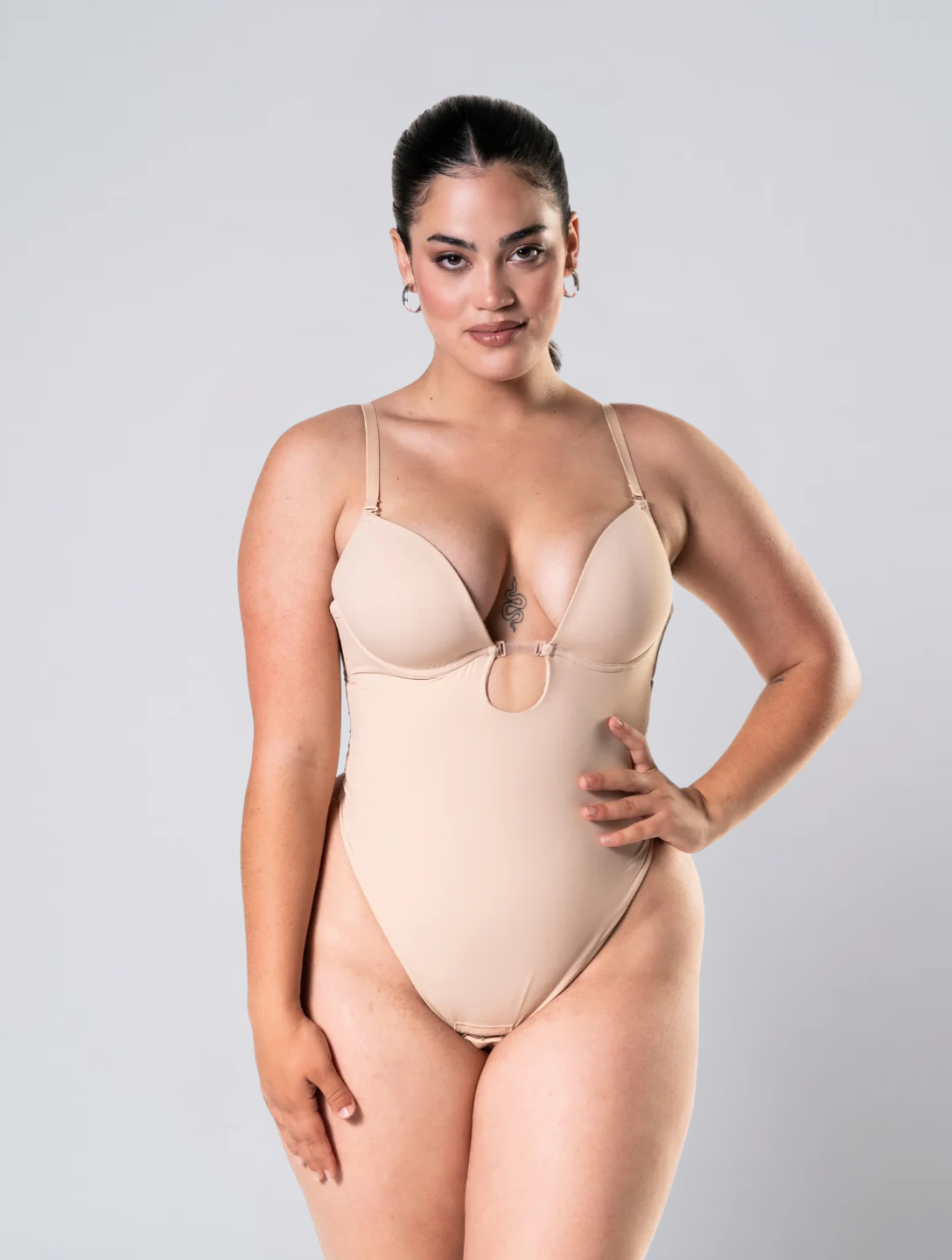 Seamless Plunge Backless Bodysuit for Women – Low Cut Body for Deep Necklines