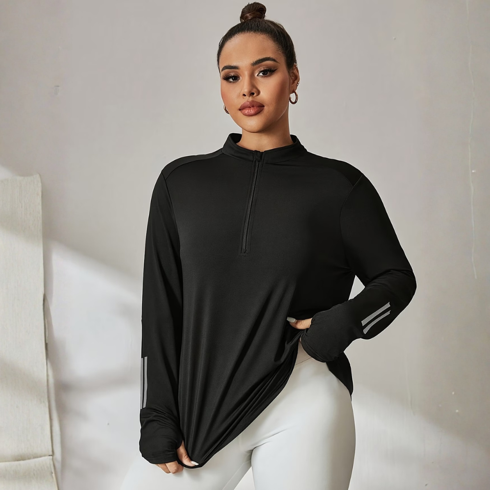 Plus Size Sleeveless Half Zip Workout Top for Women – Gym Tank Activewear