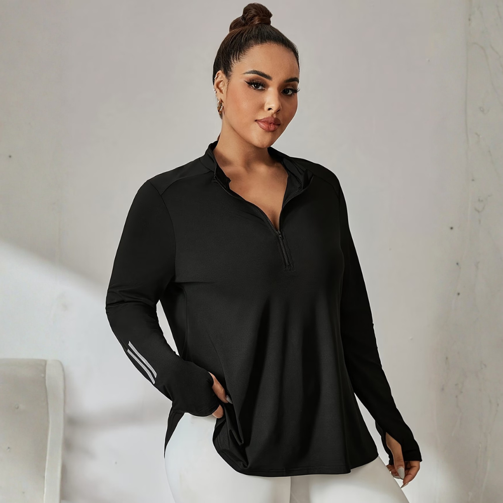 Plus Size Sleeveless Half Zip Workout Top for Women – Gym Tank Activewear