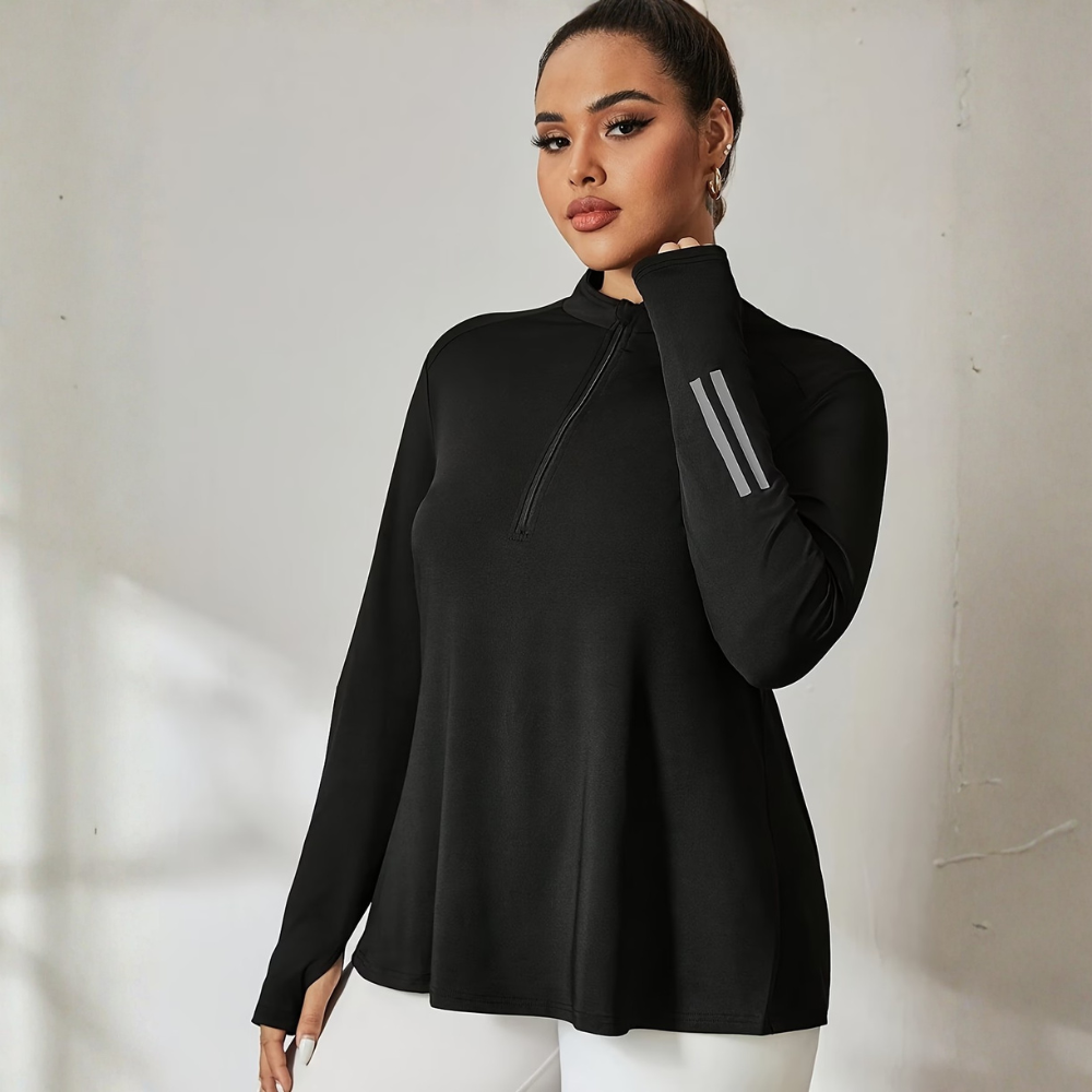 Plus Size Sleeveless Half Zip Workout Top for Women – Gym Tank Activewear