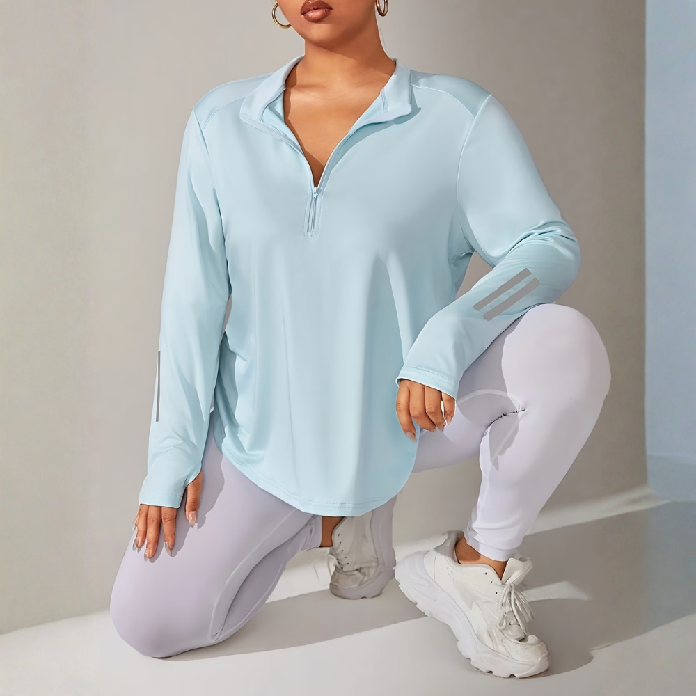 Plus Size Sleeveless Half Zip Workout Top for Women – Gym Tank Activewear