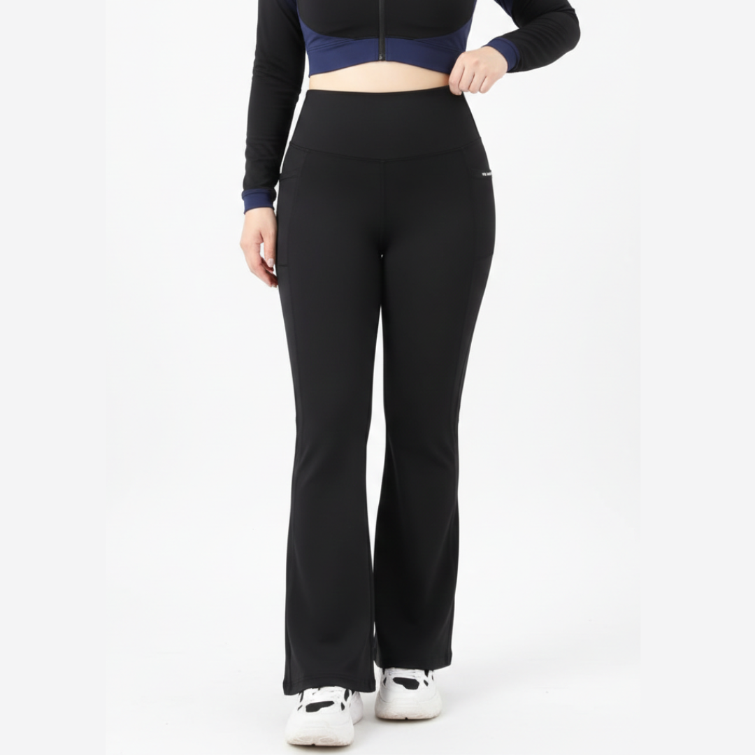 Plus Size Flare Yoga Leggings for Women – High Waisted Bootcut Workout Pants with Pockets
