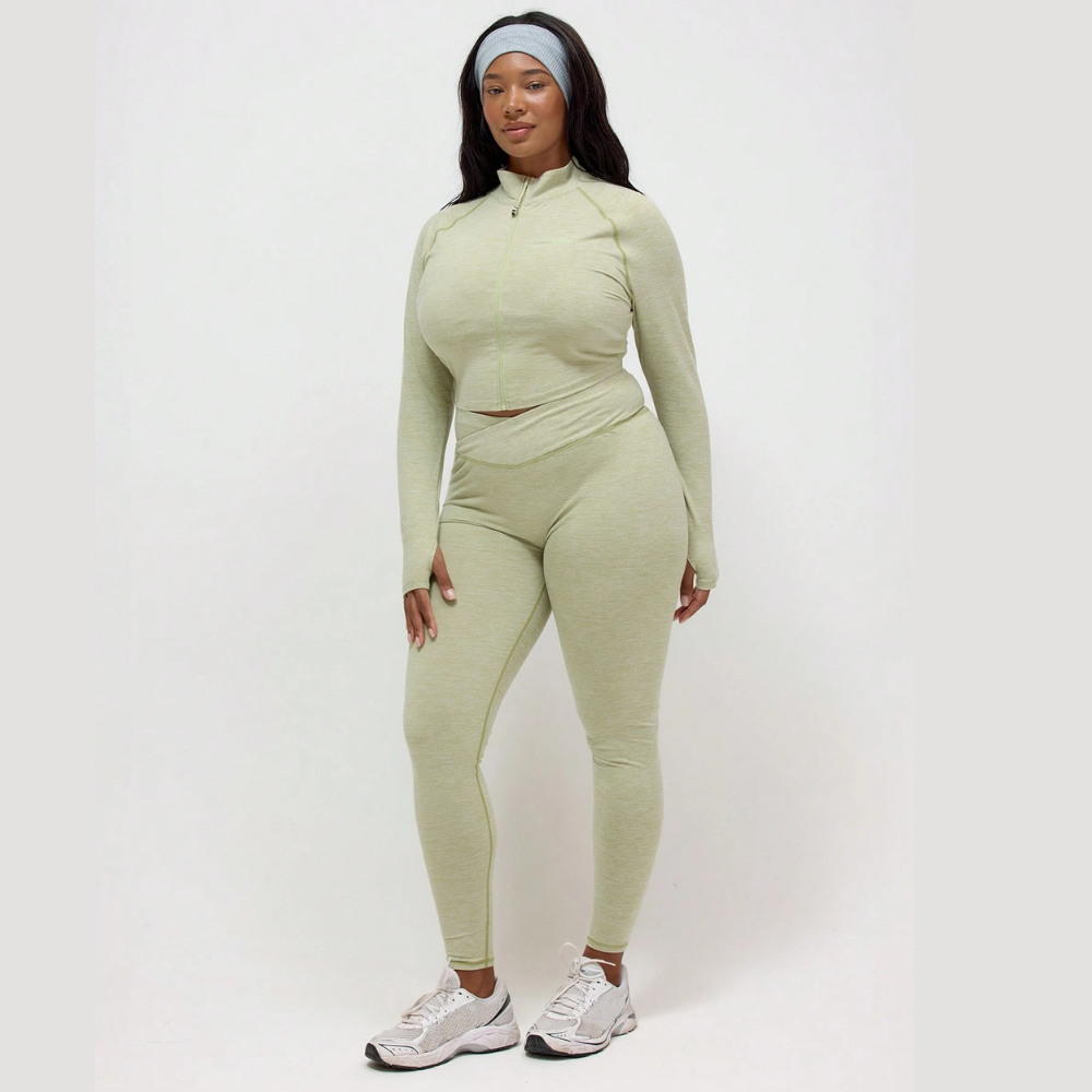 Plus Size 2 Piece Workout Set for Women – Zip Jacket and Crossover Leggings Activewear
