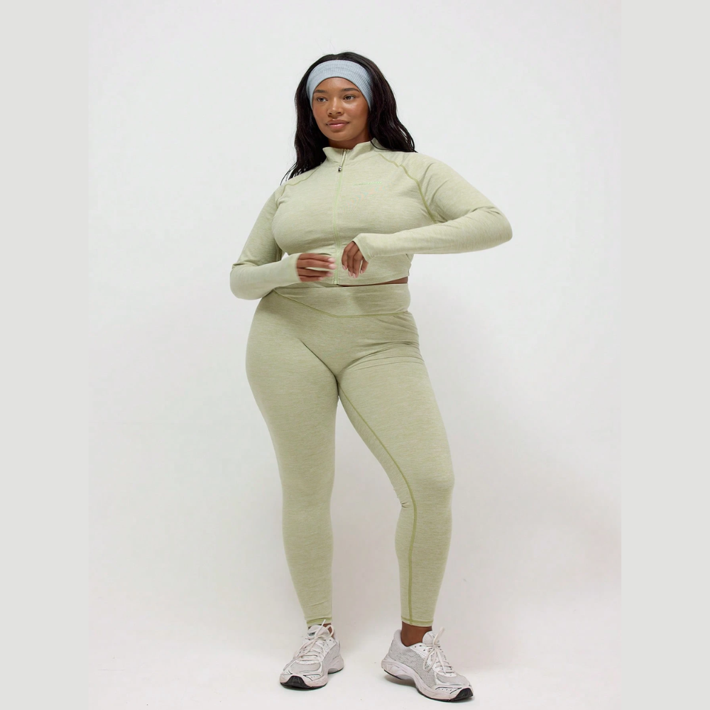 Plus Size 2 Piece Workout Set for Women – Zip Jacket and Crossover Leggings Activewear