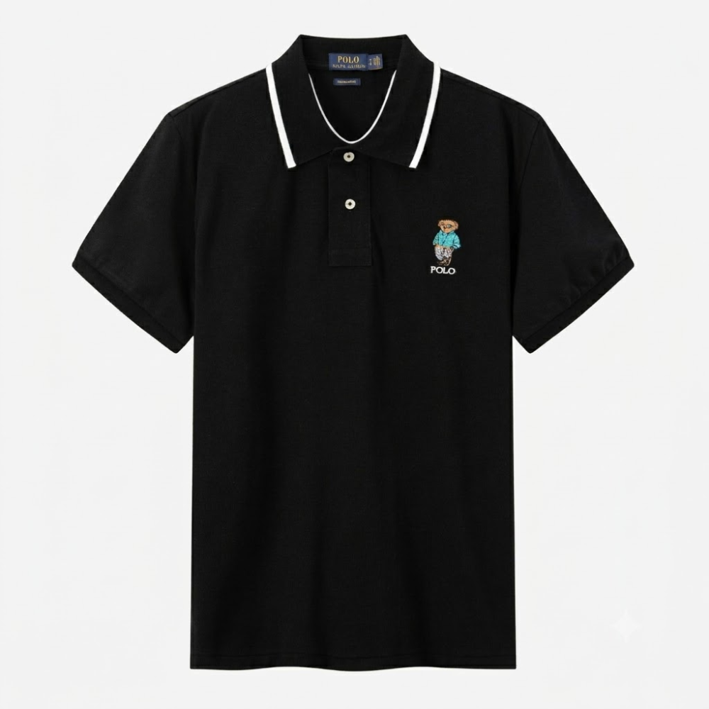 Polo Ralph Lauren Black Custom Slim Fit Polo Bear Embroidered Polo Shirt